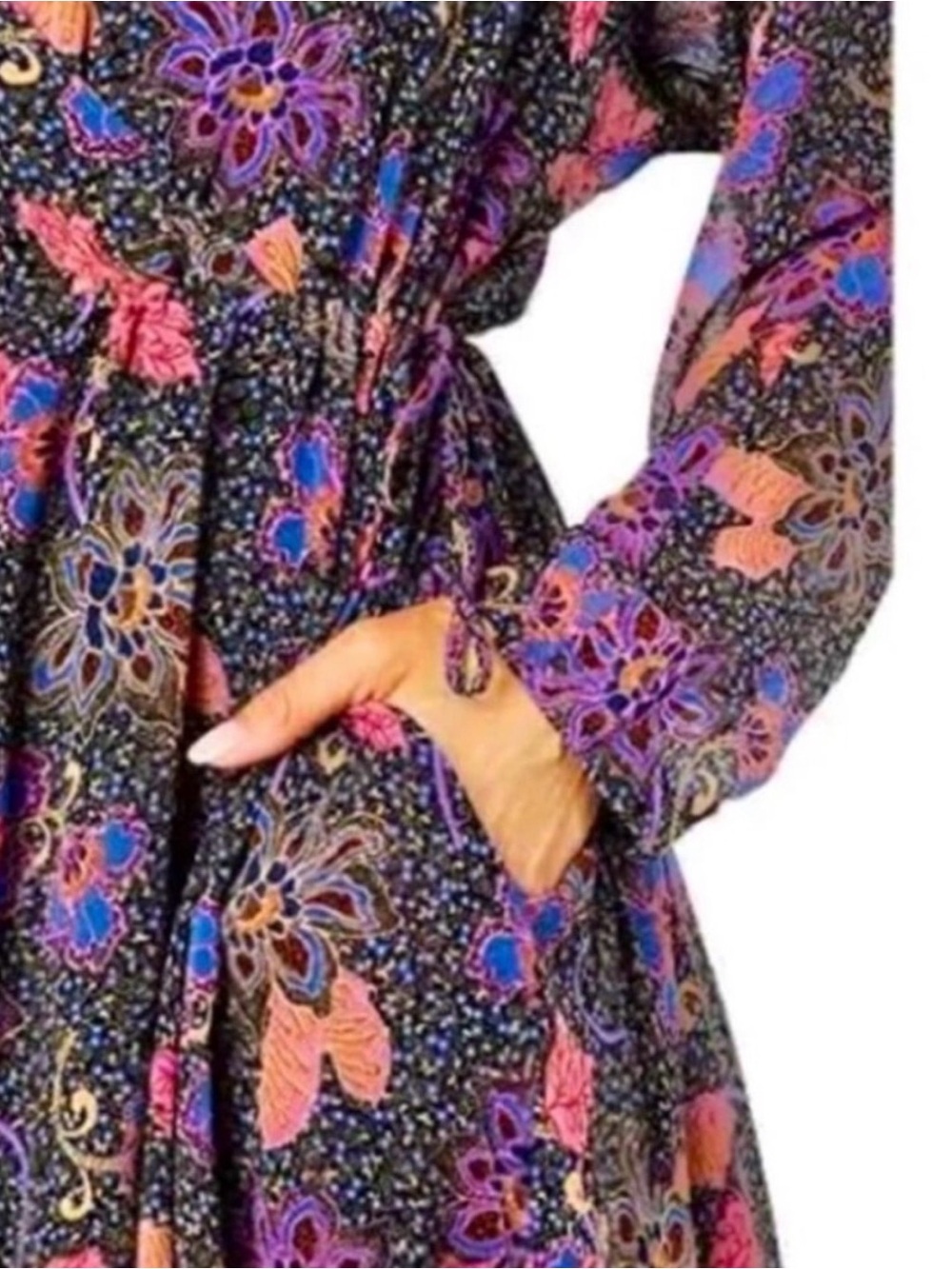 Free People Teegan Lined Dress Floral Boho Bohemian Country Fall Autumn S - Picture 3 of 11